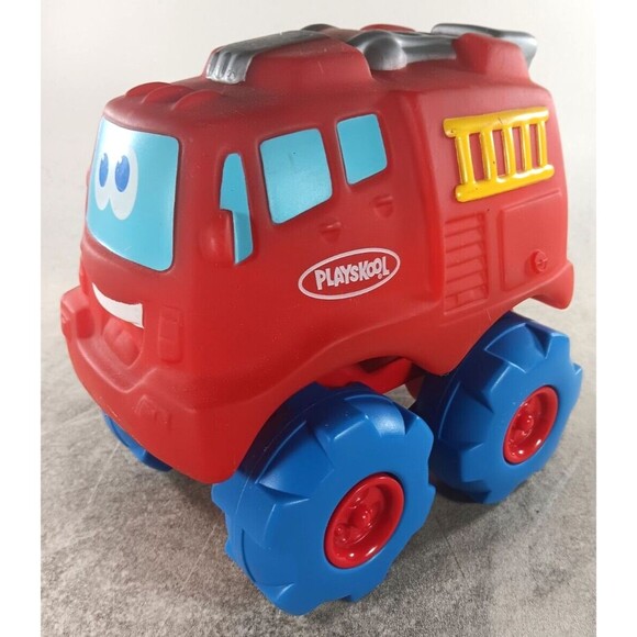 Playskool Cushy Cruisin Fire Truck with Blue Wheels 9"x8"x6" Chunky Vinyl - Picture 1 of 7